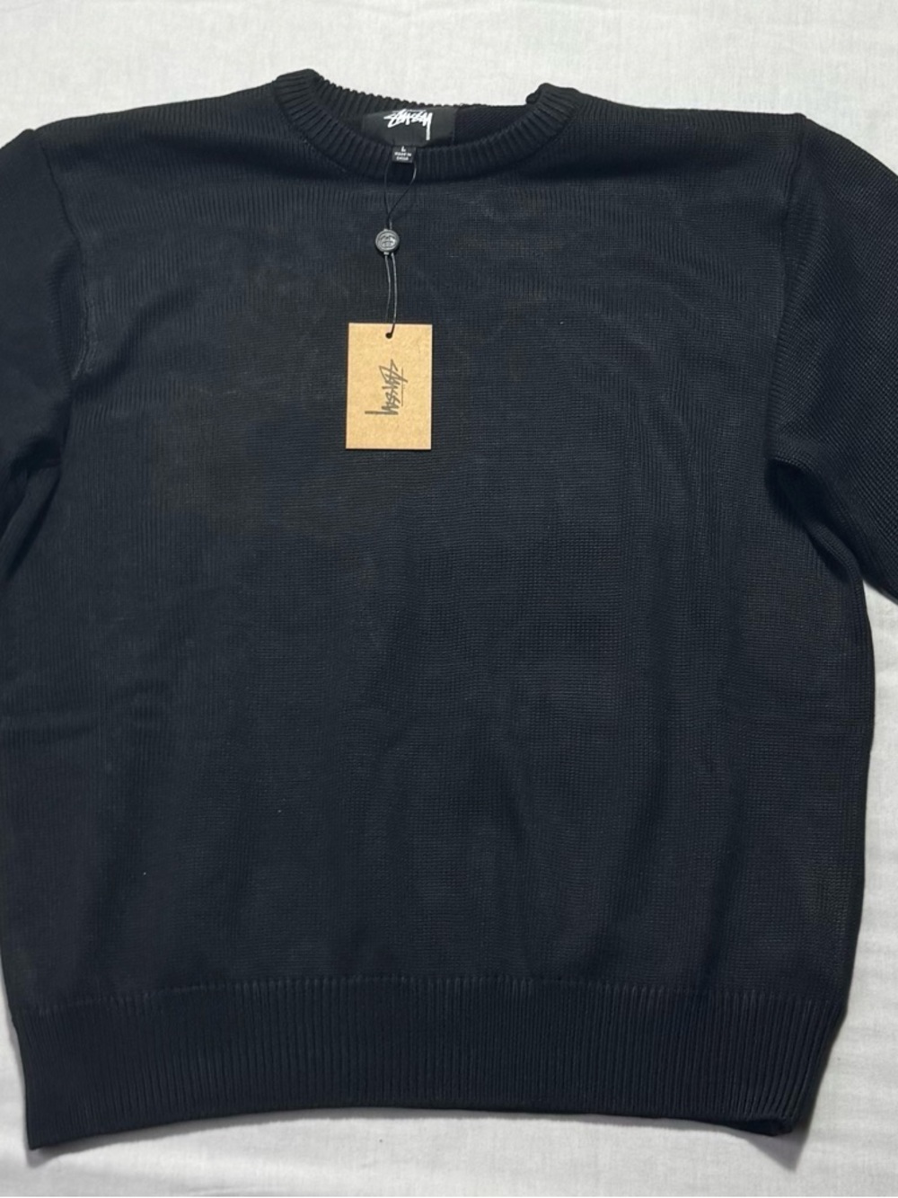 Stussy Men's Black Crewneck Sweater with Hang Tag Mens Large